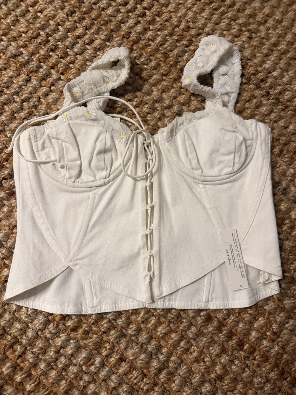 For love and lemons 🍋 White Embroidered Bustier Top